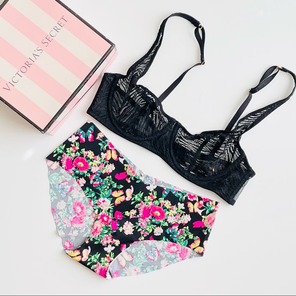 34B SMALL Victoria’s Secret black bra set - Picture 1 of 7